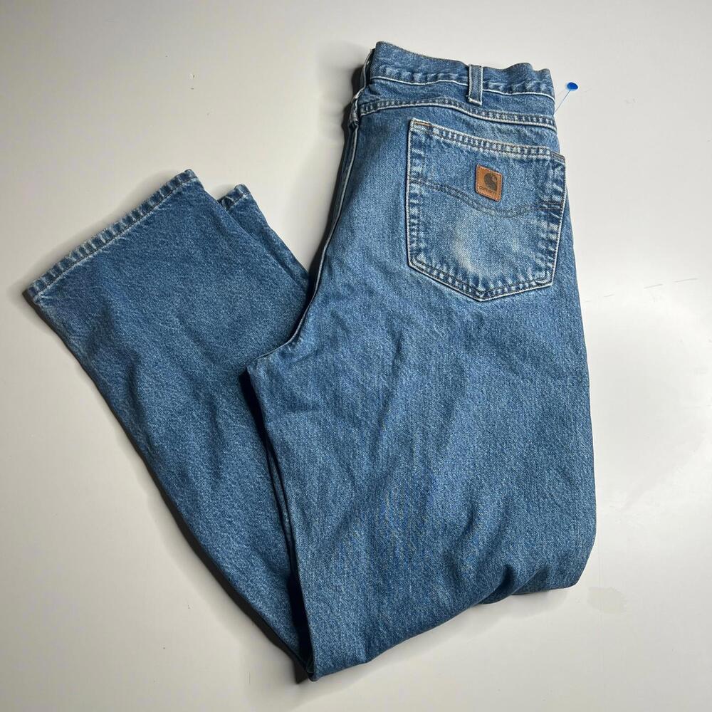 Vintage Carhartt Blue Denim‎ Jeans Mens 36x33 Classic Straight Leg Workwear
